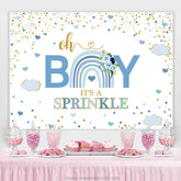 Oh Junge Blau Herz Und Wolke Babydusche Hintergrund